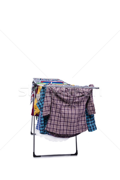 Collapsible clotheshorse isolated on the white background Stock photo © Elnur