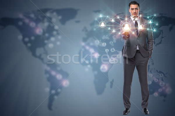 Stock photo: Man in social networks concept