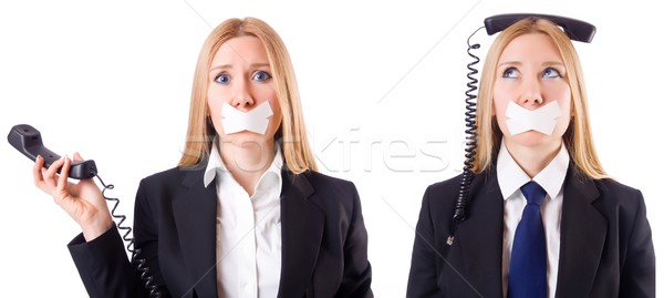 Businesswoman with phone in censorship concept Stock photo © Elnur