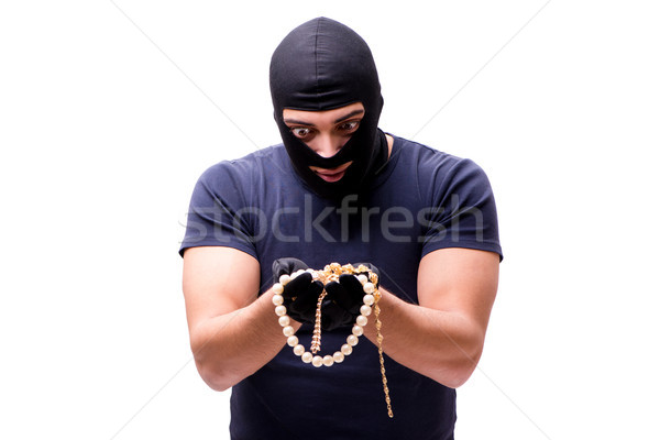 Robber wearing balaclava isolated on white Stock photo © Elnur