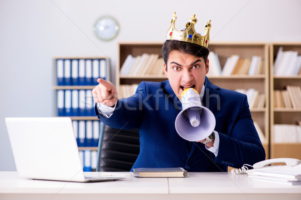 Foto stock: Rey · empresario · de · trabajo · oficina · feliz · orador