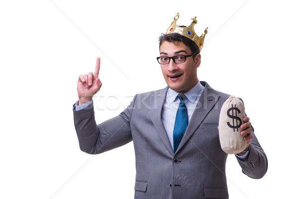 King businessman holding money bag isolated on white background Stock photo © Elnur