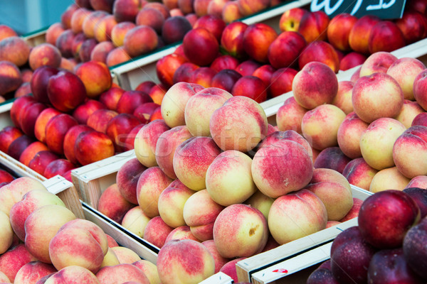 Foto d'archivio: Pesche · sani · sfondo · arancione · gruppo · frutti