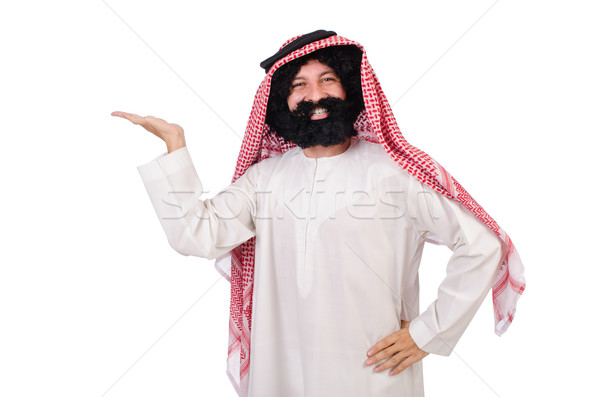 Funny arab man hoding hands  isolated on white Stock photo © Elnur