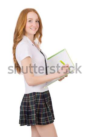 年輕 學生 孤立 白 女孩 書 商業照片 © Elnur