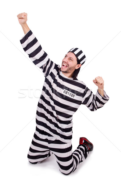 Gefängnis Häftling isoliert weiß glücklich Spaß Stock foto © Elnur