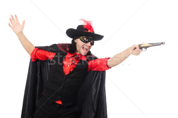 Young man in carnival coat with gun isolated on white Stock photo © Elnur