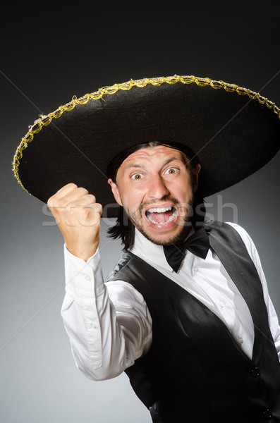 Mexicaanse man sombrero geïsoleerd witte haren Stockfoto © Elnur
