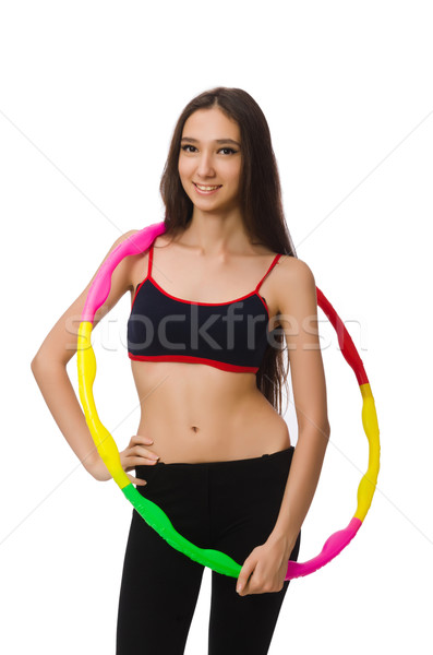 A girl in sport suit with hula hoop isolated on white Stock photo © Elnur