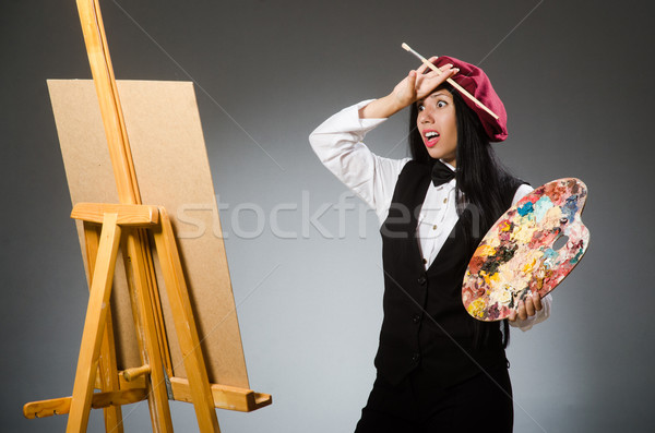 Funny artist working in the studio Stock photo © Elnur