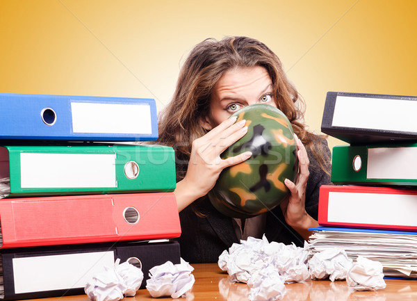 Office fight concept with female worker Stock photo © Elnur