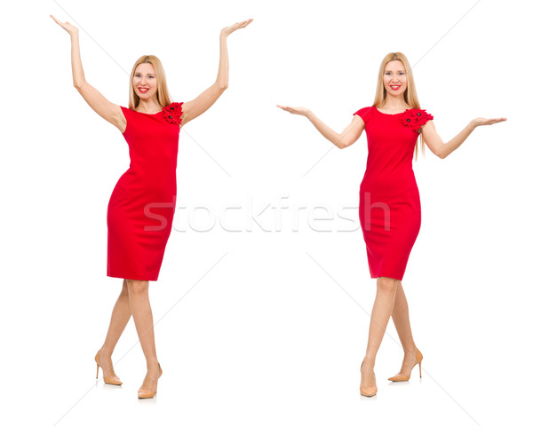 Stock photo: Woman in red dress isolated on white