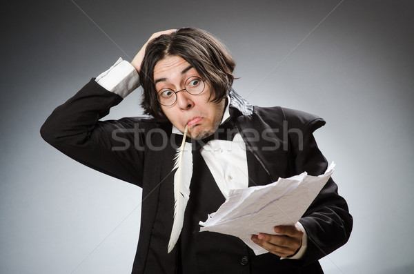 Funny writer with quill in vintage concept Stock photo © Elnur