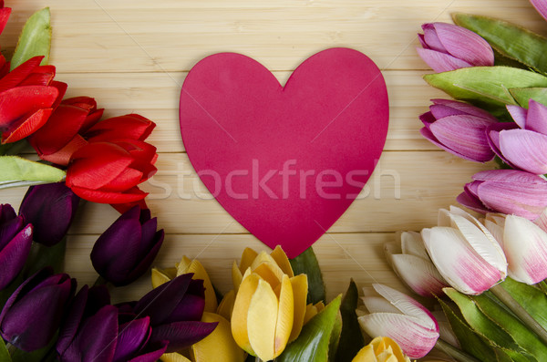 Tulips flowers arranged with copyspace for your text Stock photo © Elnur