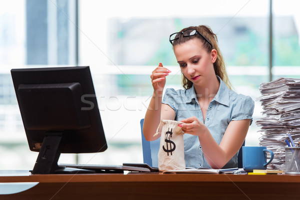 Businesswoman with money sacks in the office Stock photo © Elnur