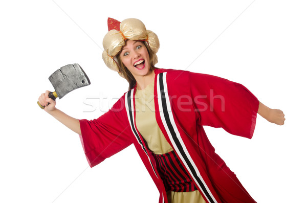 Woman wizard in red clothing isolated on white Stock photo © Elnur
