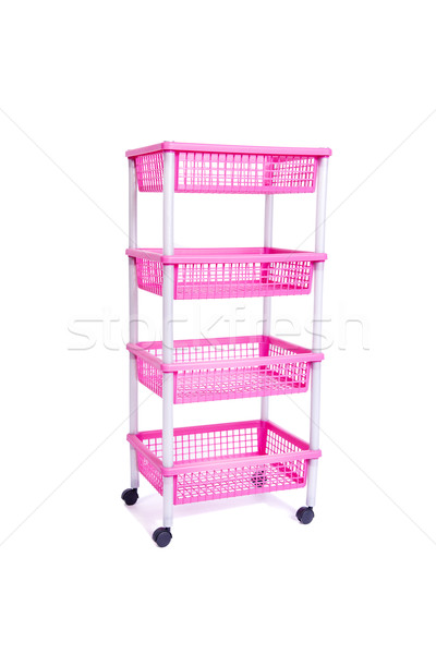 Pink bin rack shelf with wheels isolated on white Stock photo © Elnur