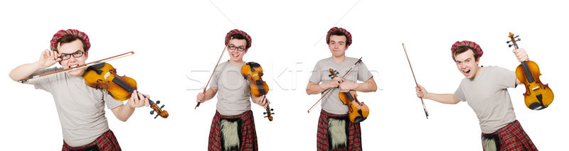 Funny skrzypce biały muzyki człowiek tle Zdjęcia stock © Elnur
