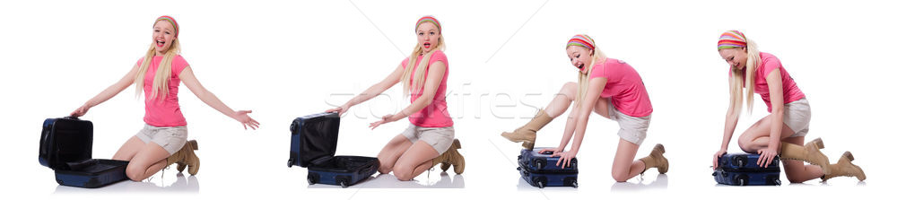 Young woman with suitcase ready for beach holiday Stock photo © Elnur