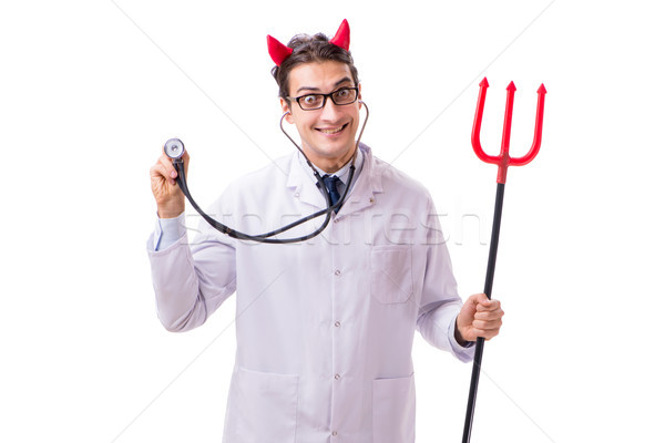 Devil doctor in funny medical concept isolated on white backgrou Stock photo © Elnur