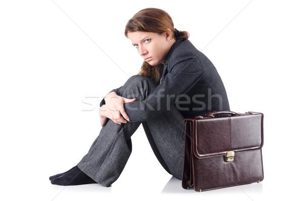 Bankrott Geschäftsfrau isoliert weiß Büro Gesicht Stock foto © Elnur