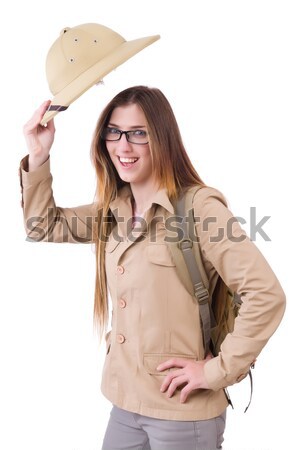 Young aiming cowgirl isolated on white Stock photo © Elnur