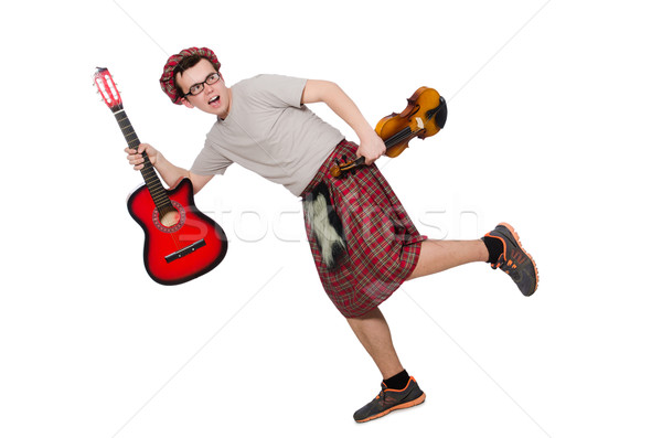 Funny scotsman with musical instrument isolated on white Stock photo © Elnur