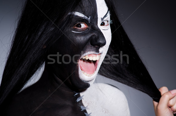 Satan halloween concept with scary woman Stock photo © Elnur