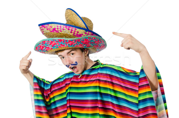 Funny jóvenes mexicano falso bigote aislado Foto stock © Elnur