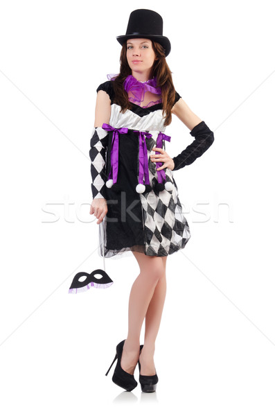Pretty girl in jester costume isolated on white Stock photo © Elnur