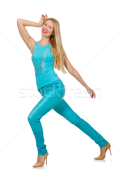 Beautiful girl in blue clothing isolated on white Stock photo © Elnur