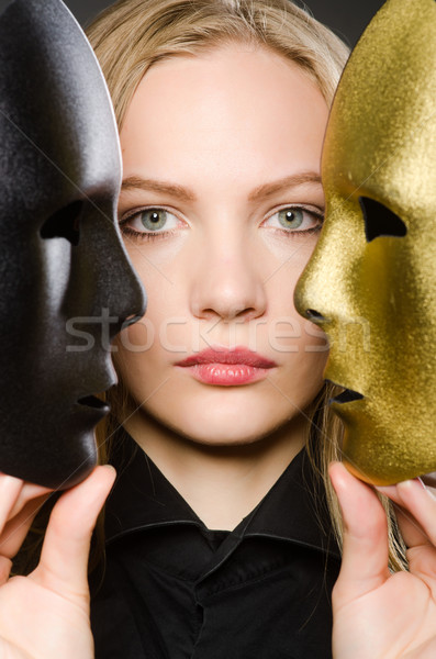Kadın maske komik yüz işçi yüzler Stok fotoğraf © Elnur