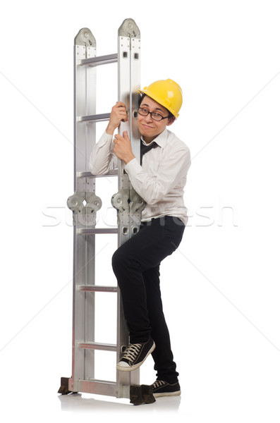 Construction worker in funny concept on white Stock photo © Elnur