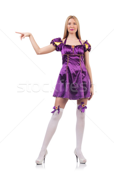Cute girl in purple masquerade dress isolated on white Stock photo © Elnur