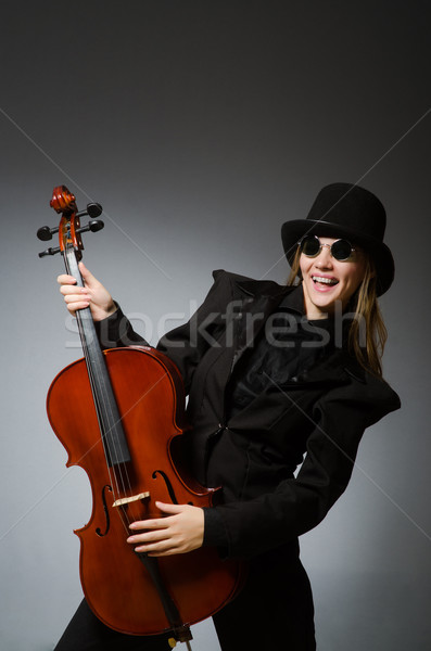 Vrouw spelen klassiek cello muziek hout Stockfoto © Elnur