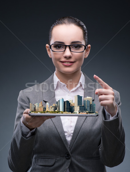 The woman architect in city urban planning concept Stock photo © Elnur