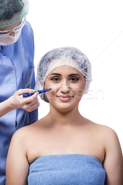 Młoda kobieta chirurgia plastyczna odizolowany biały kobieta twarz Zdjęcia stock © Elnur