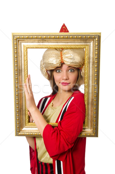 Woman wizard in red clothing isolated on white Stock photo © Elnur