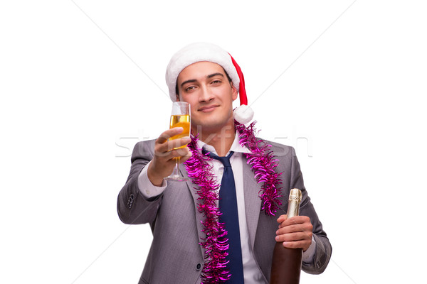 Young businessman celebrating christmas in office Stock photo © Elnur