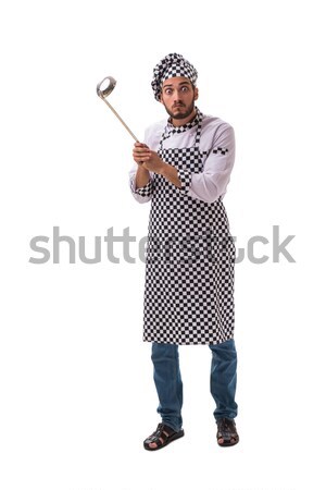 Man with afrocut and mic isolated on white Stock photo © Elnur
