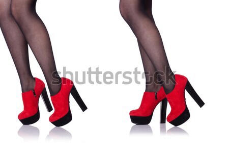 Kobieta nogi pasiasty pończochy biały dziewczyna Zdjęcia stock © Elnur