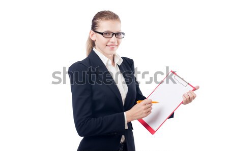 Woman with pad isolated on white Stock photo © Elnur