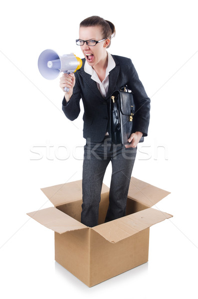 Woman businesswoman with loudspeaker inthe box Stock photo © Elnur
