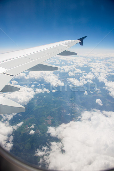 Aereo ala fuori finestra tecnologia blu Foto d'archivio © Elnur