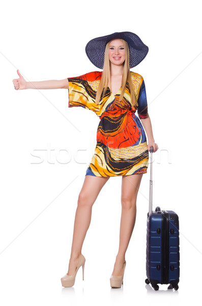 Woman ready for summer holiday isolated on white Stock photo © Elnur