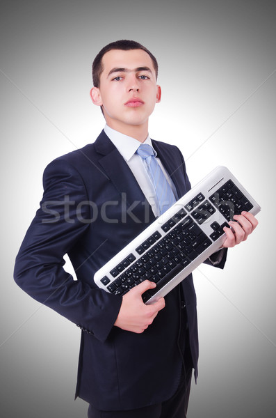 Stock photo: Computer geek nerd in funny concept