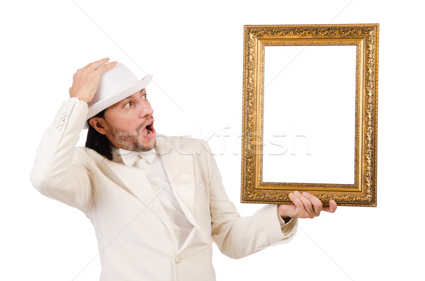 Man in white costume with picture frame Stock photo © Elnur
