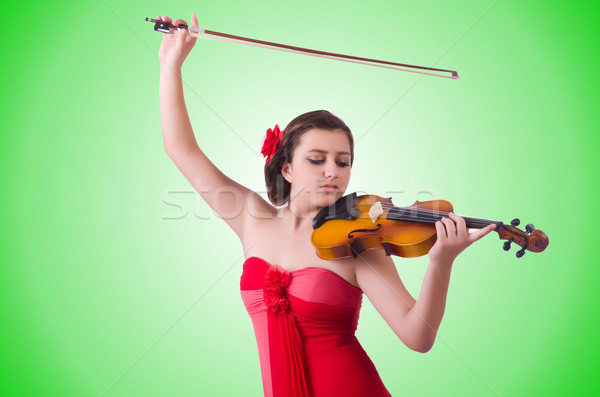 Young girl with violin on white Stock photo © Elnur