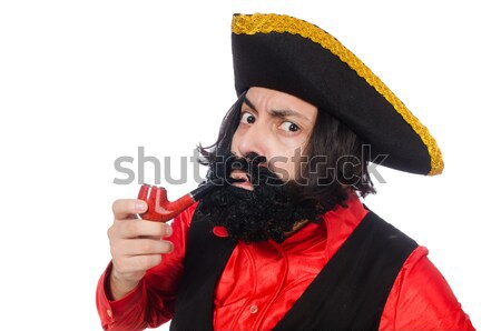 Pretty pirate girl in carnival clothing isolated on white Stock photo © Elnur