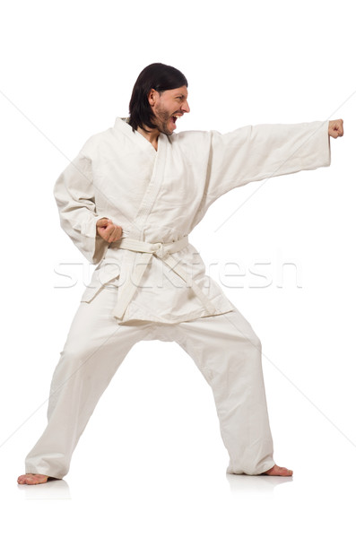 Karate luptator izolat alb sportiv băiat Imagine de stoc © Elnur